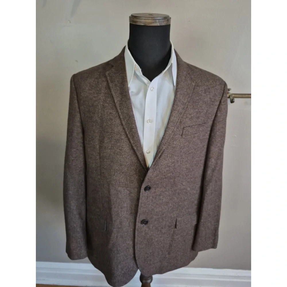 Pronto Uomo Mens Sports Coat 46R Brown Wool Blend 2 Button Blazer XXL B602